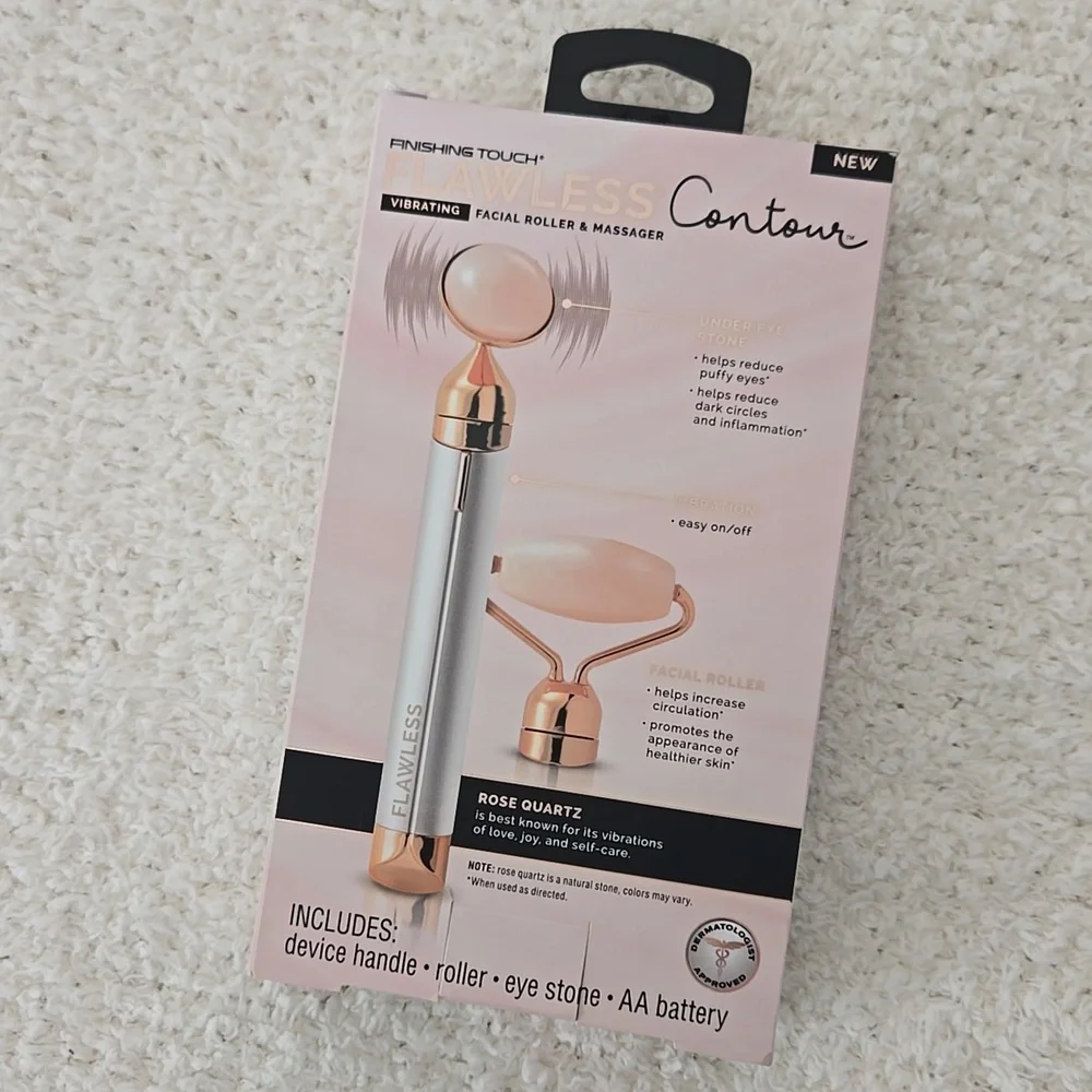 NEW Flawless Contour Vibrating Facial Roller & Massager Rose Gold